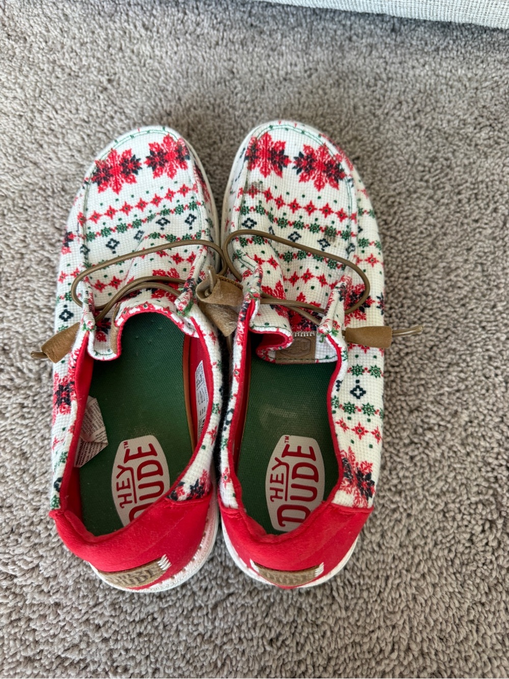 Hey Dude Women’s Red, White and Green Patterned Slip-On Sneakers - Picture 7 of 13